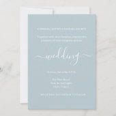 Dusty Blue Grey White Minimalist Elegant Wedding Kaart (Voorkant)
