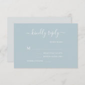 Dusty Blue Grey White Minimalist Weddenschap RSVP Kaart (Voorkant / Achterkant)