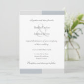 Dusty Blue Grey White Stripes Ampersand Wedding Kaart (Staand voorkant)