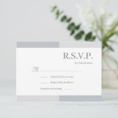 Dusty Blue Grey White Stripes Elegant Wedding RSVP Kaart (Staand voorkant)