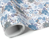 Dusty Blue & Grey Winter Sky Bloementuin Cadeaupapier (Rol Hoek)