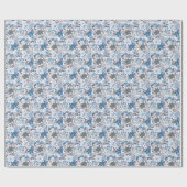 Dusty Blue & Grey Winter Sky Bloementuin Cadeaupapier (Vlak)