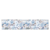 Dusty Blue & Grey Winter Sky Bloementuin Korte Tafelloper (Horizontaal)