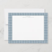 Dusty Blue Grid Frame Note Card Kaart (Voorkant)