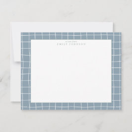 Dusty Blue Grid Frame Note Card Kaart