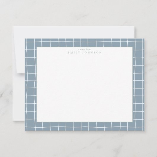 Dusty Blue Grid Frame Note Card Kaart (Voorkant)