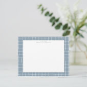 Dusty Blue Grid Frame Note Card Kaart (Staand voorkant)