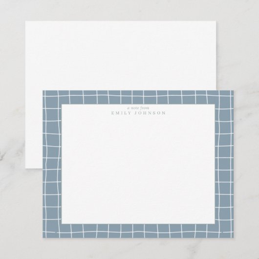 Dusty Blue Grid Frame Note Card Kaart (Voorkant / Achterkant)