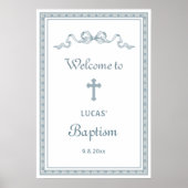 Dusty Blue Grieks Lijst doop welkom Poster (Voorkant)