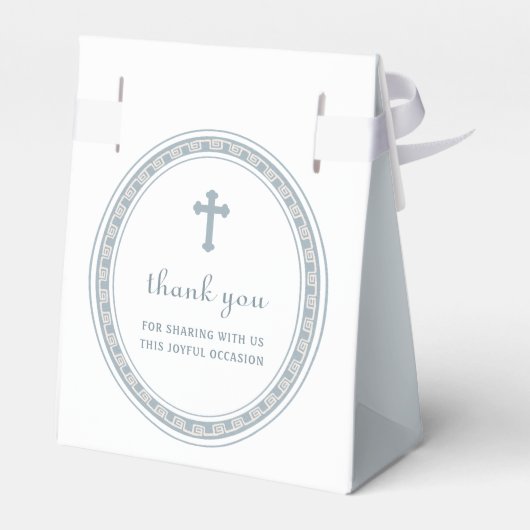 Dusty Blue Grieks Lijst dooptent Bedankdoosjes (Achterkant)