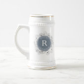 Dusty Blue Groomsman Initiaal Beer Stein Bierpul (Links)