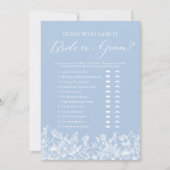 Dusty Blue Guess Wie zei het Bruid of bruidegom sp Kaart (Voorkant)