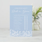 Dusty Blue Guess Wie zei het Bruid of bruidegom sp Kaart (Staand voorkant)