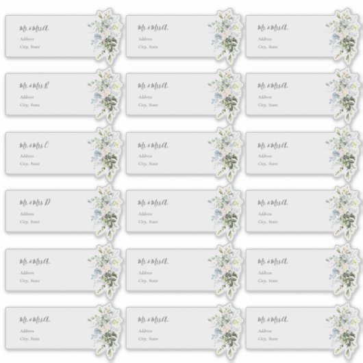 Dusty Blue Gum Gast Adresetiketten Sticker (Voorkant)