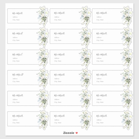 Dusty Blue Gum Gast Adresetiketten Sticker (Vel)