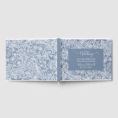 Dusty Blue Hand Drawn Chinoiserie Floral Gastenboek (Volledig)