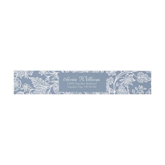 Dusty Blue Hand Drawn Chinoiserie Floral Uitnodigingen Wikkel (Vlak)
