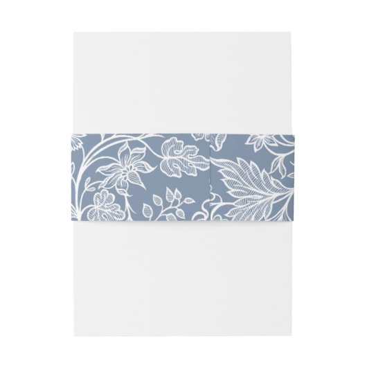 Dusty Blue Hand Drawn Chinoiserie Floral Uitnodigingen Wikkel (Achterkant Voorbeeld)