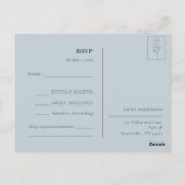 Dusty Blue Hand Drawn Floral Botanical RSVP Briefkaart (Achterkant)