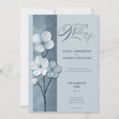 Dusty Blue Hand Drawn Floral Botanical Wedding Kaart (Voorkant)