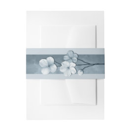 Dusty Blue Hand Drawn Floral Botanical Wedding Uitnodigingen Wikkel