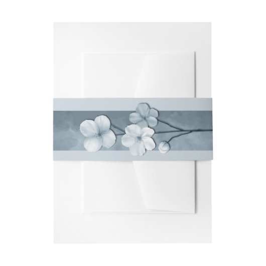 Dusty Blue Hand Drawn Floral Botanical Wedding Uitnodigingen Wikkel (Voorkant Voorbeeld)