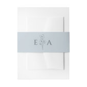 Dusty Blue Hand Drawn Floral Monogram Wedding Uitnodigingen Wikkel (Voorkant Voorbeeld)