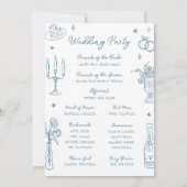 Dusty Blue Hand Drawn Whimsical Wedding Program Kaart (Achterkant)