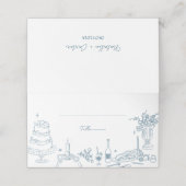 Dusty Blue Hand getekend grillige bruiloft Dank u Plaatskaartje (Buitenkant ongevouwen)
