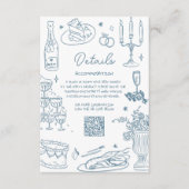Dusty Blue Hand getekend grillige bruiloft Informatiekaartje (Voorkant)