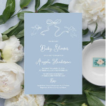 Dusty Blue Hand getrokken Baby shower uitnodiging