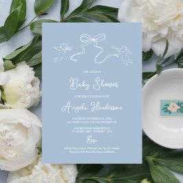 Dusty Blue Hand getrokken Baby shower uitnodiging