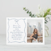 Dusty Blue Hand getrokken boog foto afstudeerfeest Kaart (Staand voorkant)