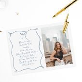 Dusty Blue Hand getrokken boog foto afstudeerfeest Kaart