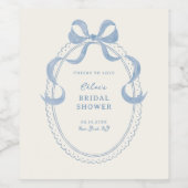 Dusty Blue Hand getrokken boog Lijst Vrijgezellenf Wijn Etiket (Enkel label)