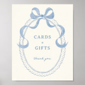 Dusty Blue Hand getrokken Bow Lijst Kaarten Cadeau Poster (Voorkant)