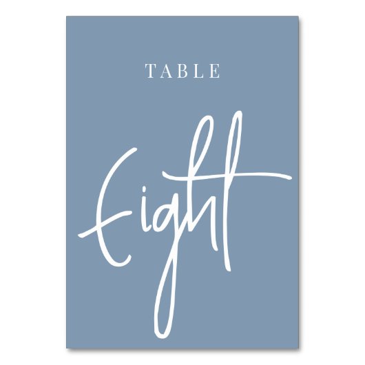 Dusty Blue Hand Scripted Table ACHGHT Kaart (Achterkant)