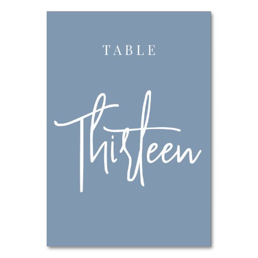 Dusty Blue Hand Scripted Table DERTIEN Kaart (Voorkant)