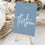 Dusty Blue Hand Scripted Table DERTIEN Kaart<br><div class="desc">Eenvoudige en chic table number kaarten in Dusty Blue en white maken een elegante verklaring bij uw bruiloft of gebeurtenis. Het ontwerp kenmerkt "lijst [aantal]"in een eyecatching mengeling van klassieke serif en handgeschreven manuscript het schrijven. Het ontwerp herhaalt zich aan beide zijden. Afzonderlijk genummerde kaarten worden apart verkocht; beveel elk...</div>