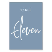 Dusty Blue Hand Scripted Table ELEVEN Kaart (Achterkant)