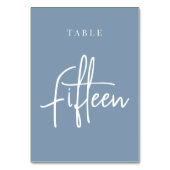Dusty Blue Hand Scripted Table FIFTEEN Kaart (Voorkant)