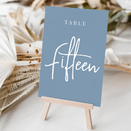 Dusty Blue Hand Scripted Table FIFTEEN Kaart