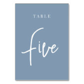 Dusty Blue Hand Scripted Table FIVE Kaart (Achterkant)