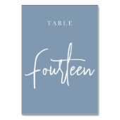 Dusty Blue Hand Scripted Table FOURTEEN Kaart (Achterkant)