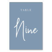Dusty Blue Hand Scripted Table NINE Kaart (Achterkant)