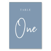 Dusty Blue Hand Scripted Table ONE Kaart (Achterkant)