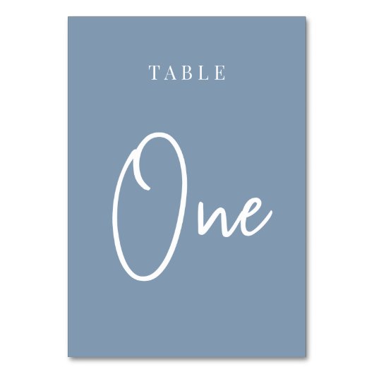 Dusty Blue Hand Scripted Table ONE Kaart (Achterkant)