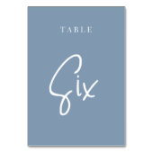 Dusty Blue Hand Scripted Table SIX Kaart (Voorkant)