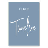 Dusty Blue Hand Scripted Table TWELVE Kaart (Achterkant)