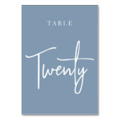 Dusty Blue Hand Scripted Table TWENTY Kaart (Achterkant)